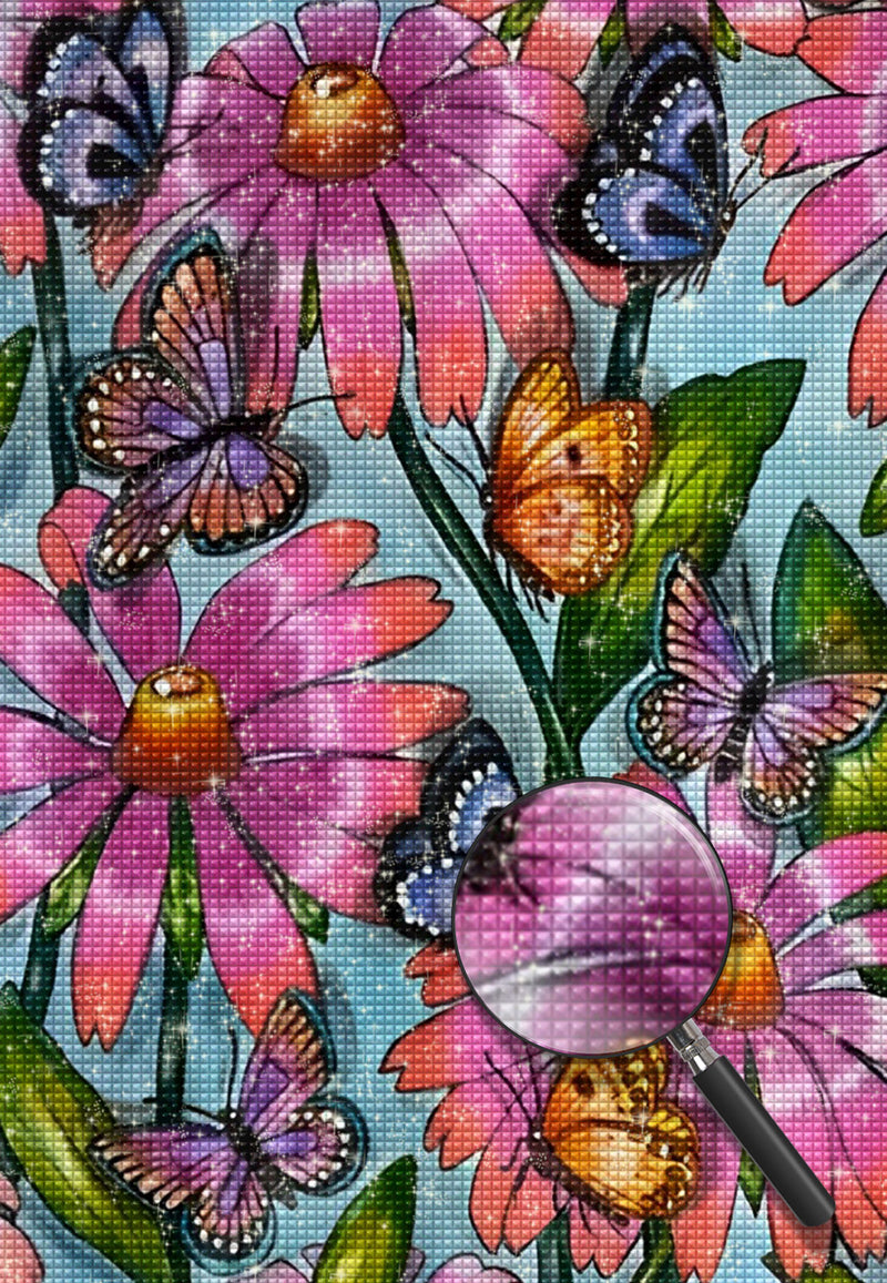 Butterflies and Pink Daisies 5D DIY Diamond Painting Kits