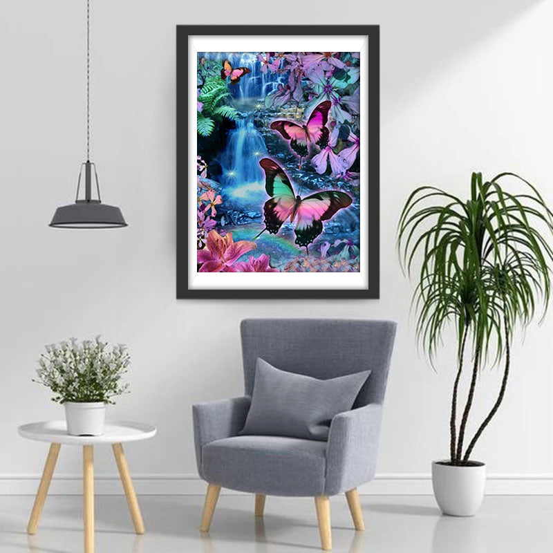 Butterflies and Falls in the Fantasy World Diamond Painting