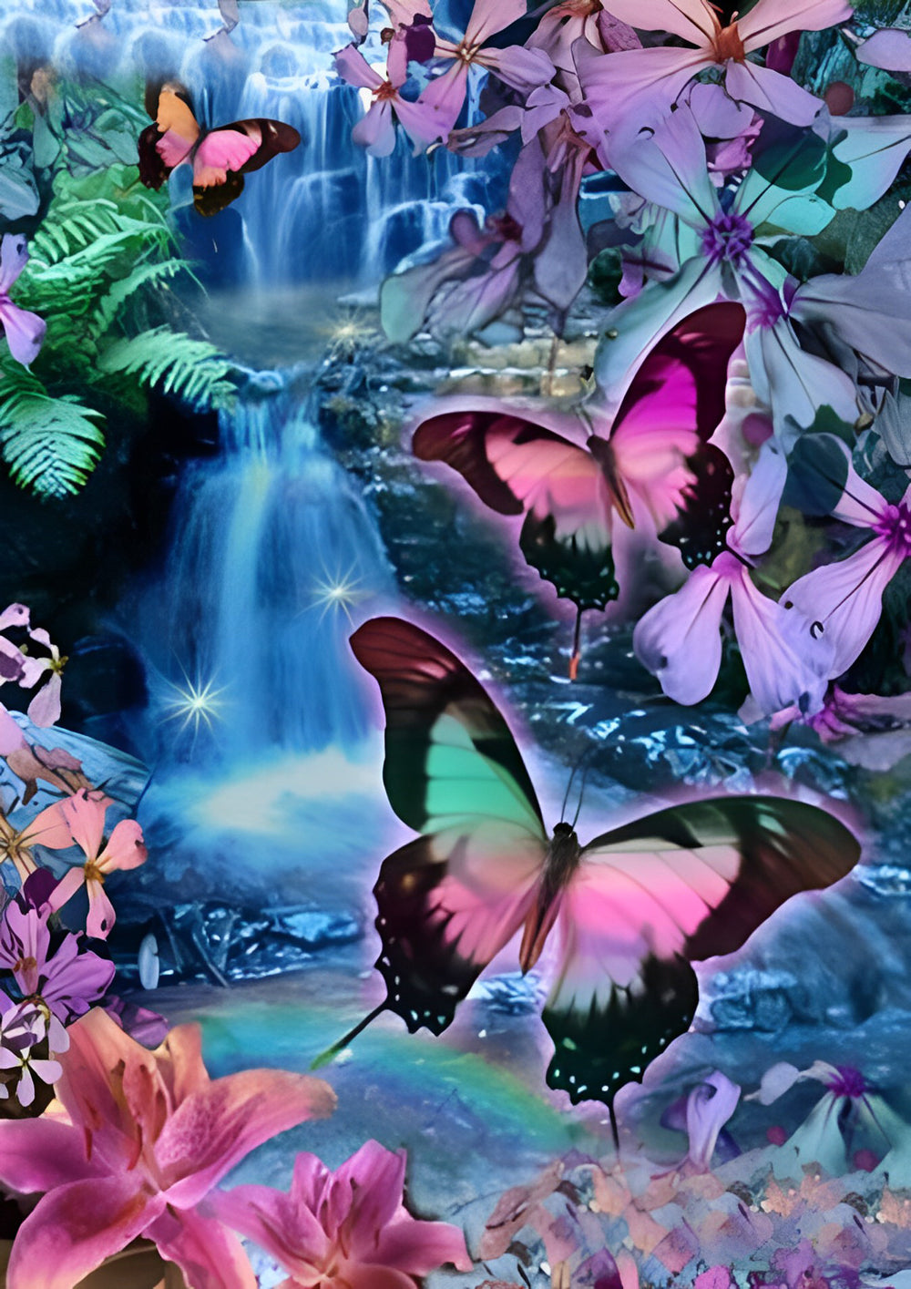 Butterflies and Falls in the Fantasy World Diamond Painting