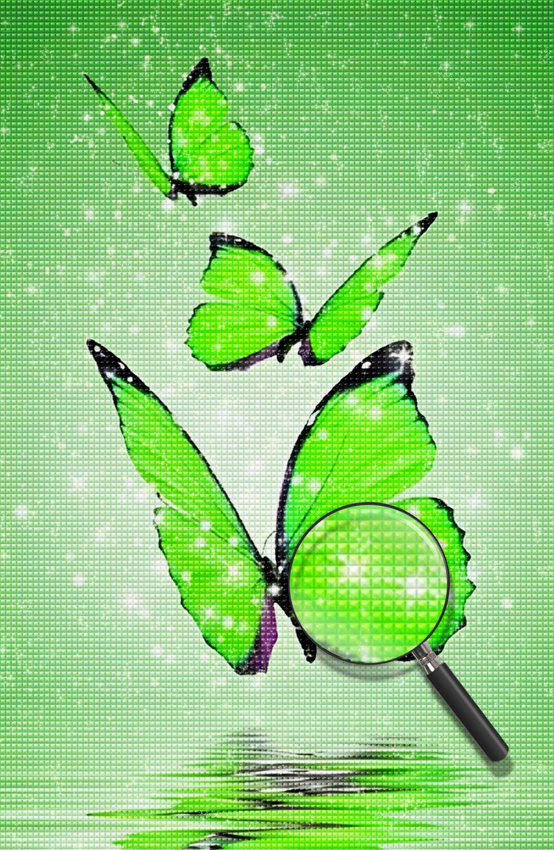 Green Butterflies and Fireflies 5D DIY Diamond Painting Kits