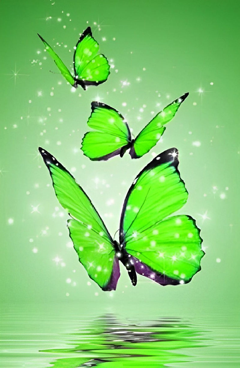 Green Butterflies and Fireflies 5D DIY Diamond Painting Kits
