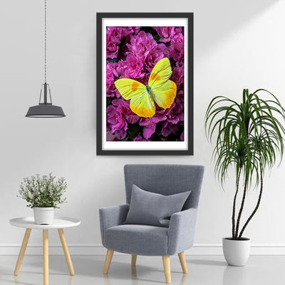 Yellow Butterfly and Pink Flowers 5D DIY Diamond Painting Kits