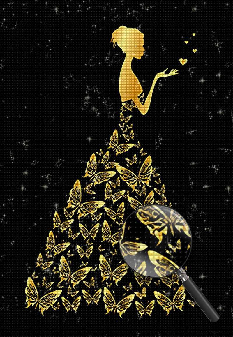 Golden Butterflies and Elegant Woman 5D DIY Diamond Painting Kits