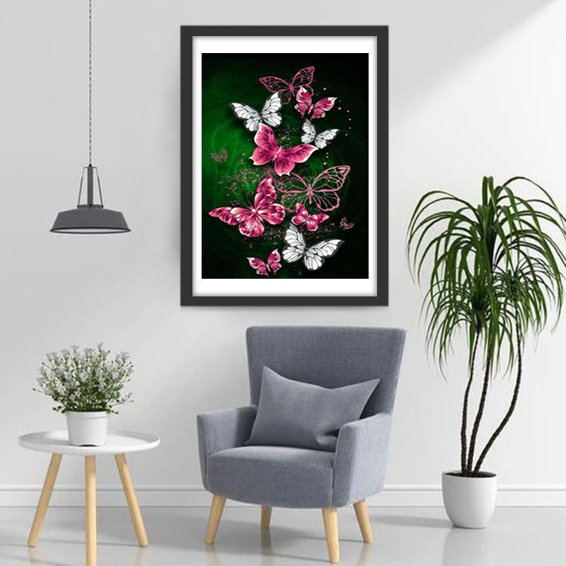 Pink and White Butterflies Diamond Painting