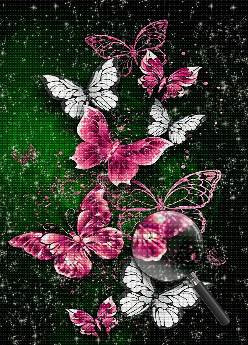 Pink and White Butterflies Diamond Painting