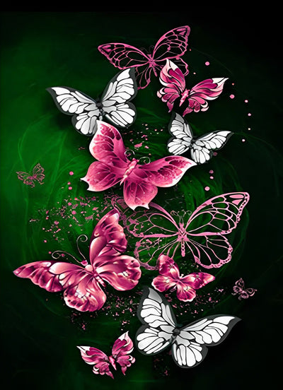 Pink and White Butterflies 5D DIY Diamond Painting Kits