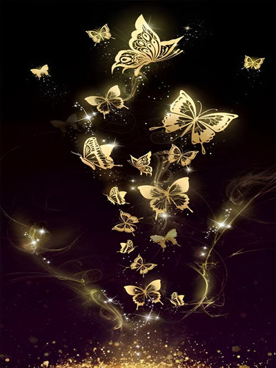 Golden Butterflies in the Darkness 5D DIY Diamond Painting Kits