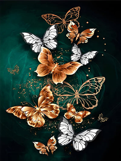 Orange & White Butterflies 5D DIY Diamond Painting Kits