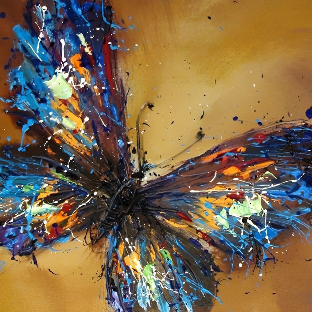 Butterfly in Blue and Orange Colors Diamond Painting