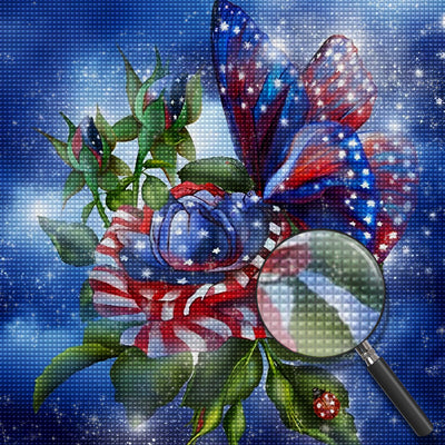 Butterfly and Flower in the United States 5D DIY Diamond Painting Kits