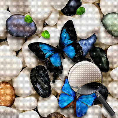 Papillons et Pierre Blanches 5D DIY Diamond Painting Kits