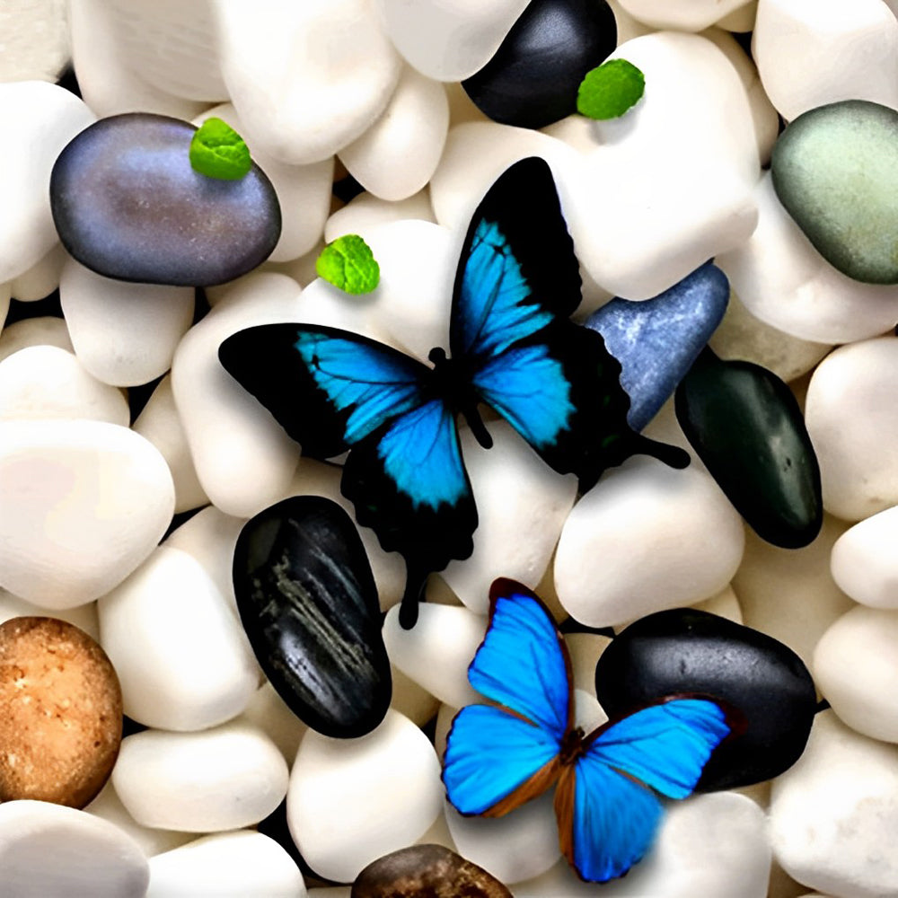 Butterflies and White Stones Diamond Painting