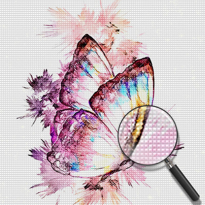 Pink Butterfly with Blue Spots Diamond Painting