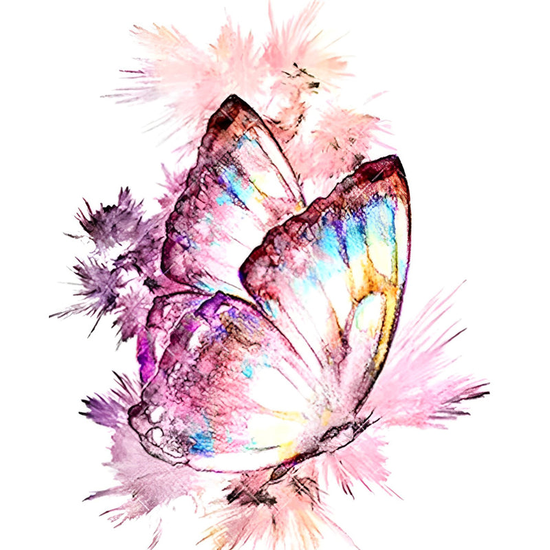 Pink Butterfly with Blue Spots Diamond Painting