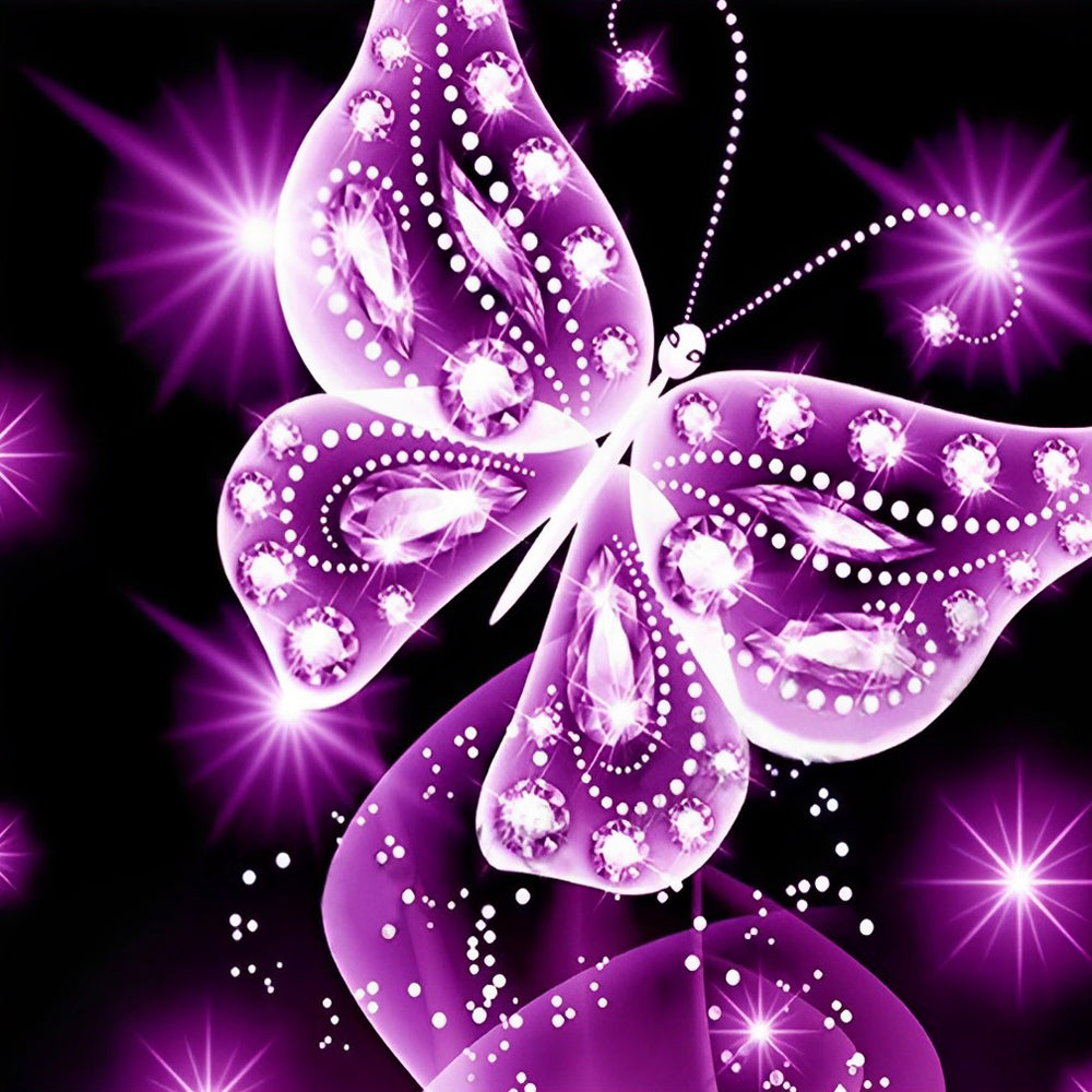 Luminous Pink Butterfly Diamond Painting