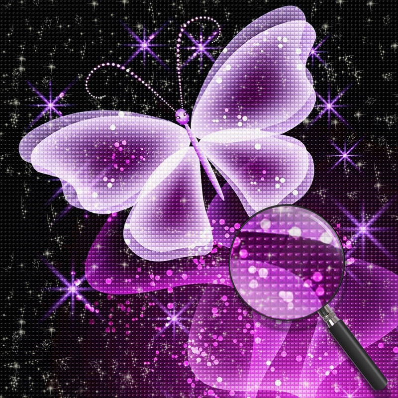 Transparent Purple Butterfly 5D DIY Diamond Painting Kits