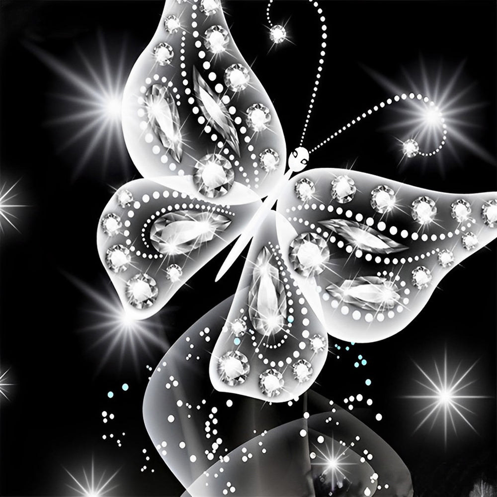 White and Black Butterfly Diamond Painting