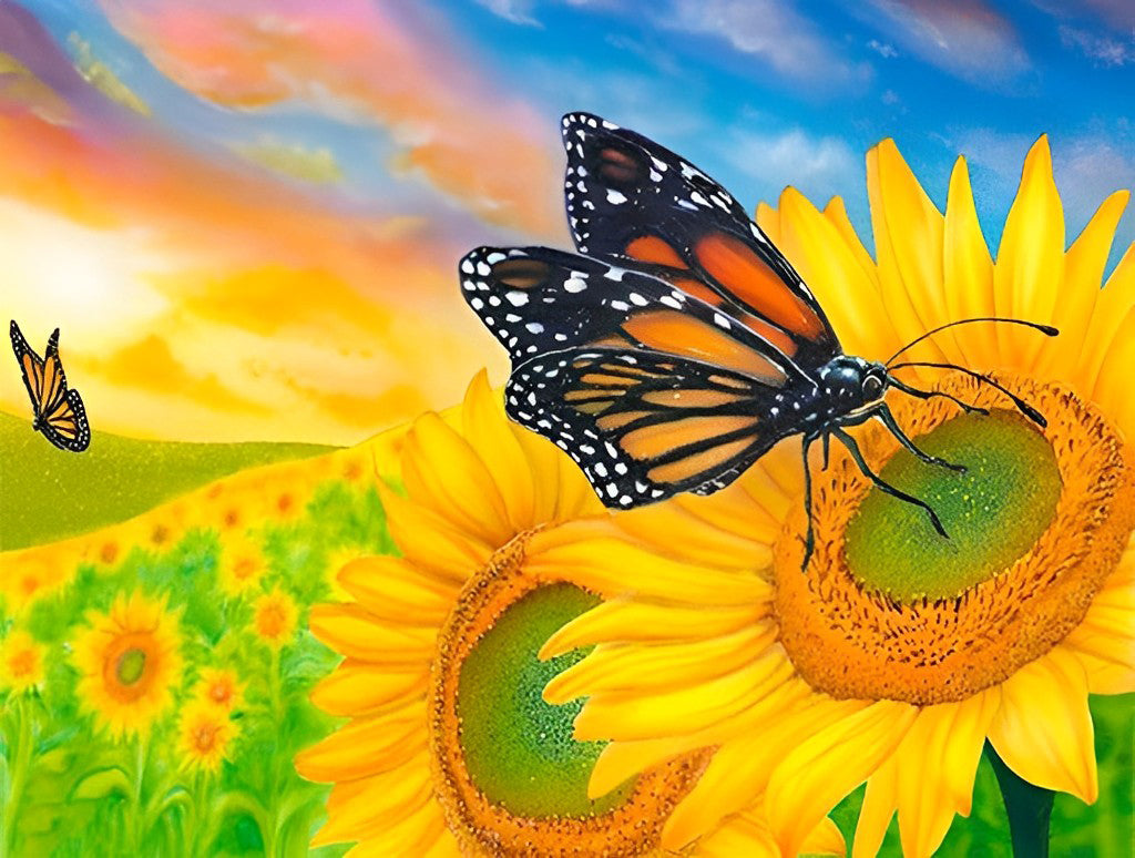 Butterflies and Sunflowers Diamond Painting
