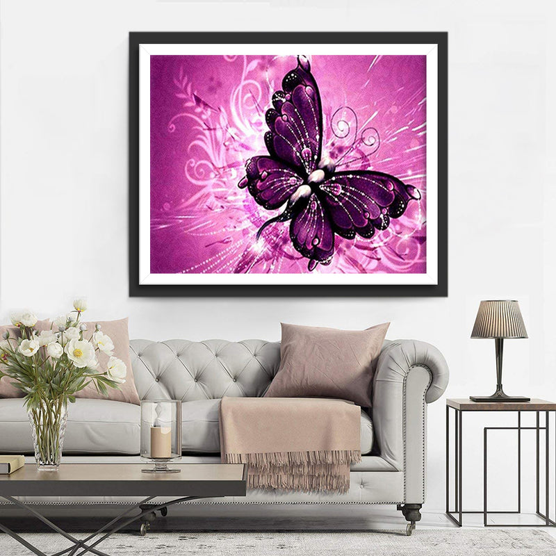 Dark Pink Butterfly 5D DIY Diamond Painting Kits
