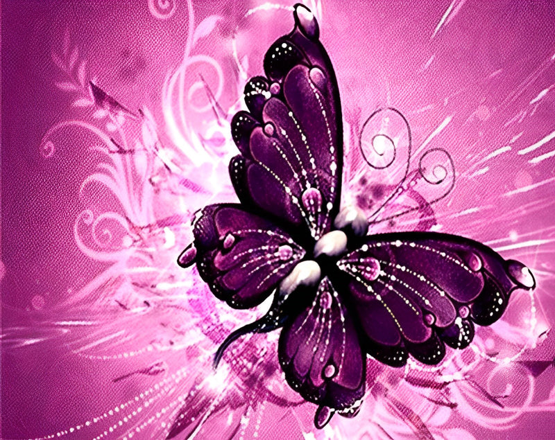 Dark Pink Butterfly 5D DIY Diamond Painting Kits