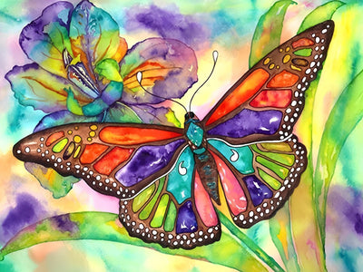 Colorful Butterfly and Purple Flower 5D DIY Diamond Painting Kits