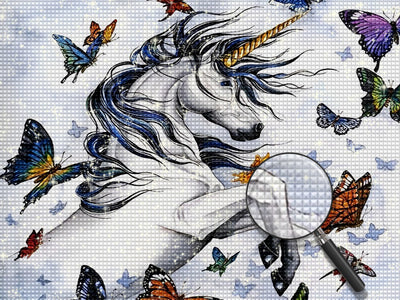Butterfly and White Unicorn 5D DIY Diamond Painting Kits