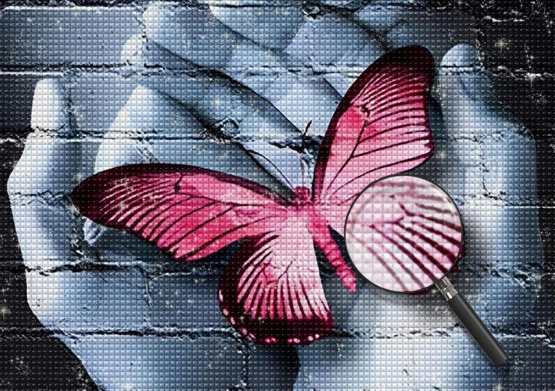Pink Butterfly and Hands 5D DIY Diamond Painting Kits
