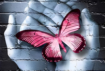 Pink Butterfly and Hands 5D DIY Diamond Painting Kits