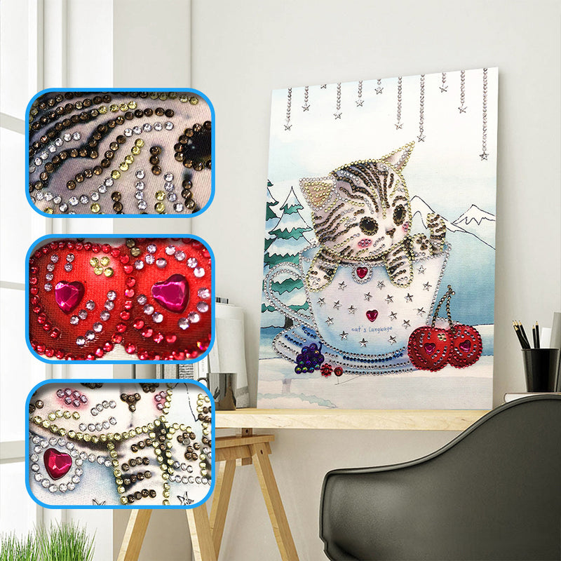 Kitten in the Cup Special Shaped Drills 5D DIY Diamond Painting Kits