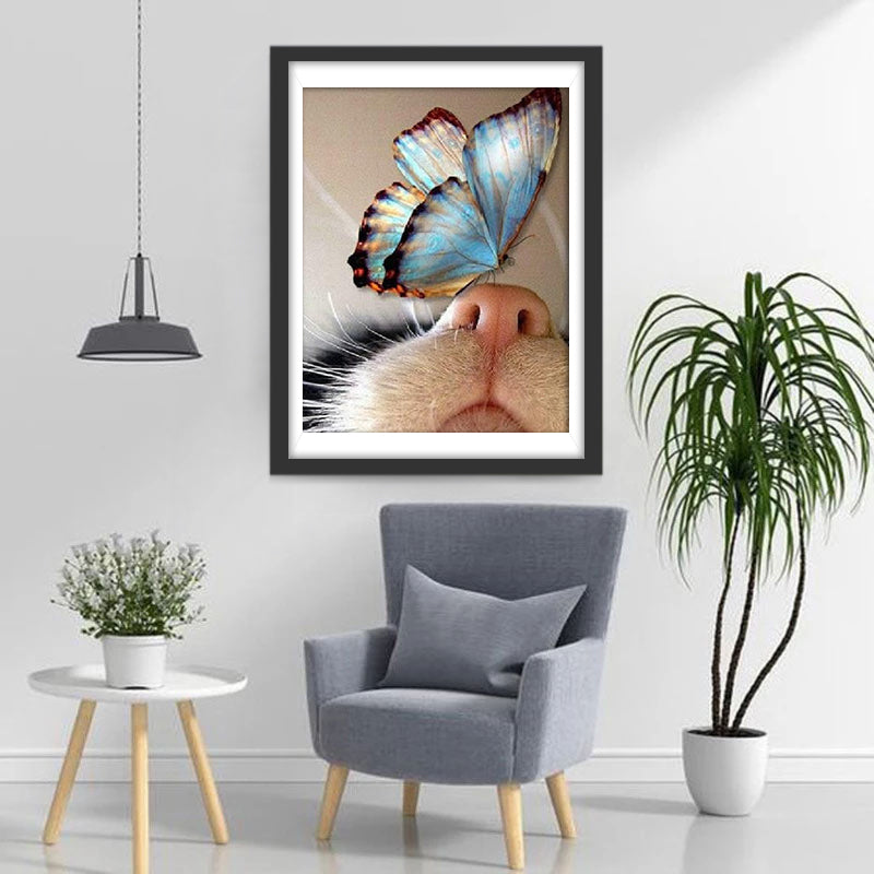 Butterfly on Cat's Nose Diamond Painting