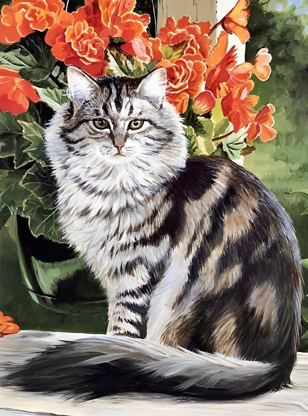Long-Haired Striped Cat Diamond Painting