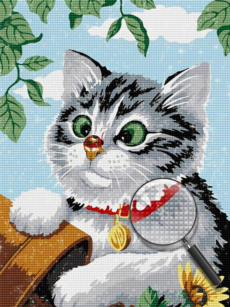 Kitten and Lady Bug 5D DIY Diamond Painting Kits