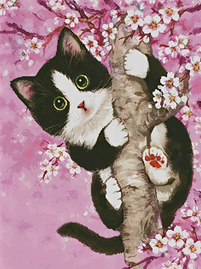 Cherry Blossom Cat 5D DIY Diamond Painting Kits