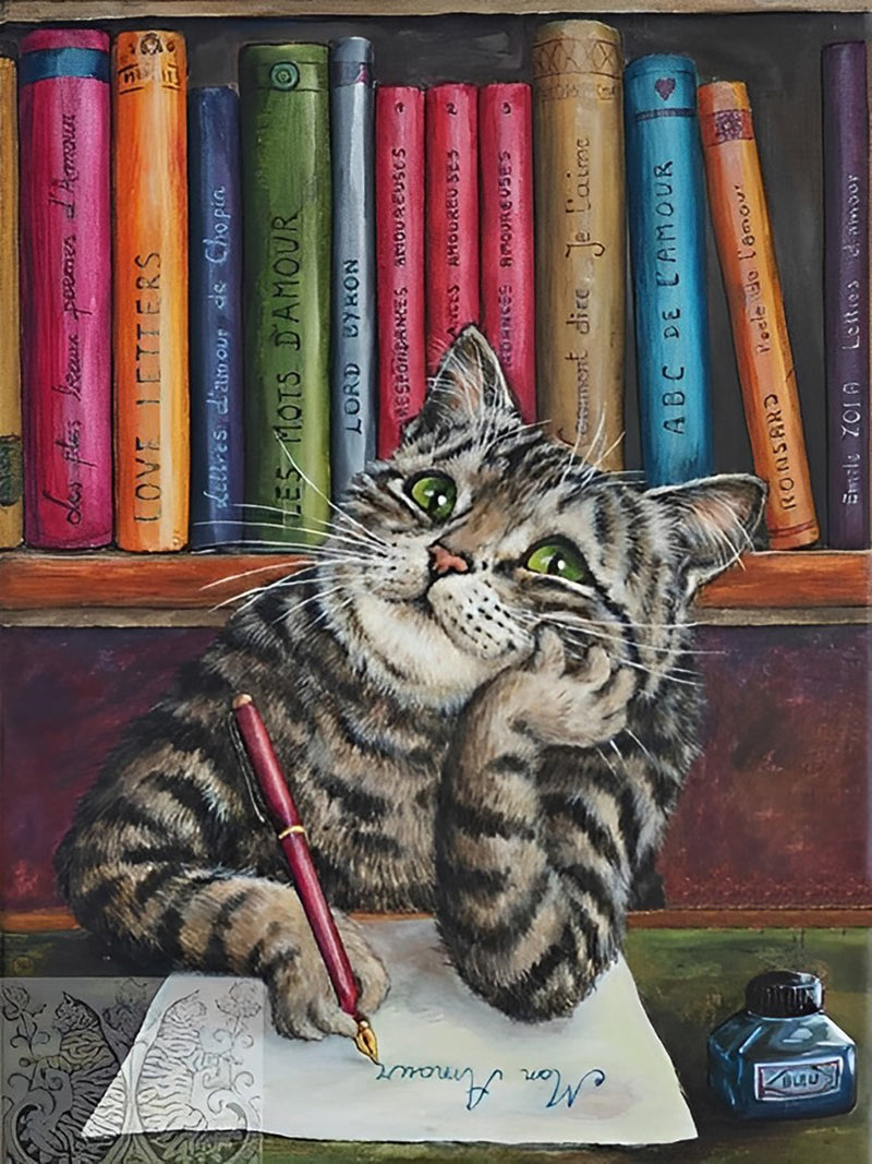 The Cat and Book Diamond Painting