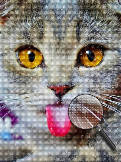 Cat Sticking out his Tongue Diamond Painting