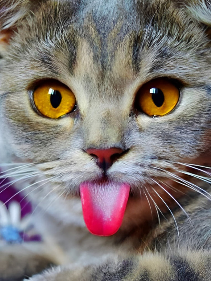 Cat Sticking out his Tongue 5D DIY Diamond Painting Kits