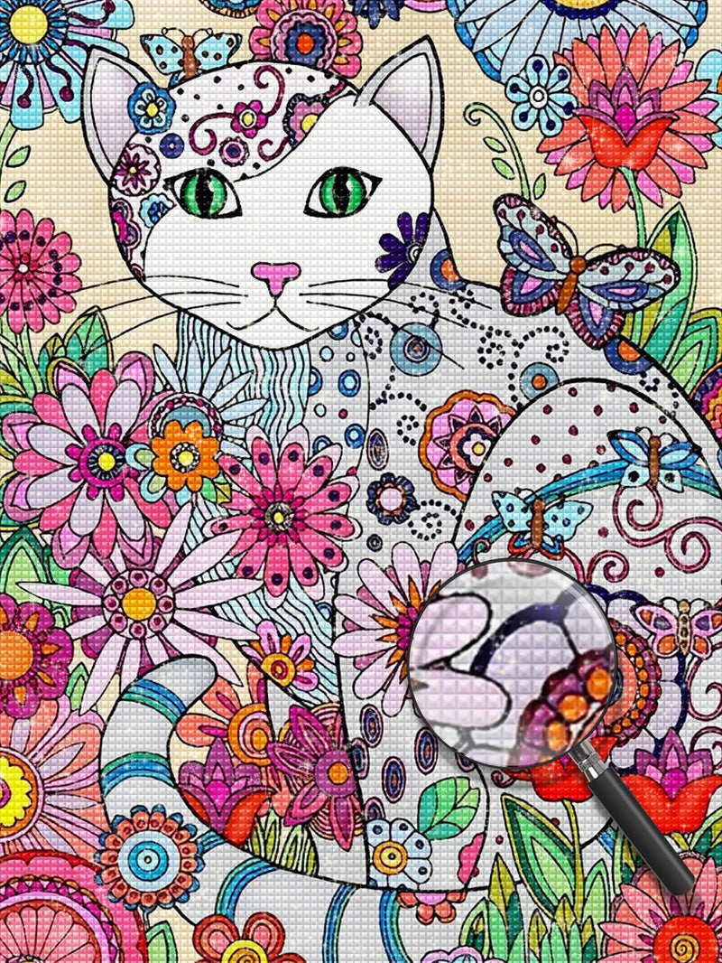 Floral Cat 5D DIY Diamond Painting Kits