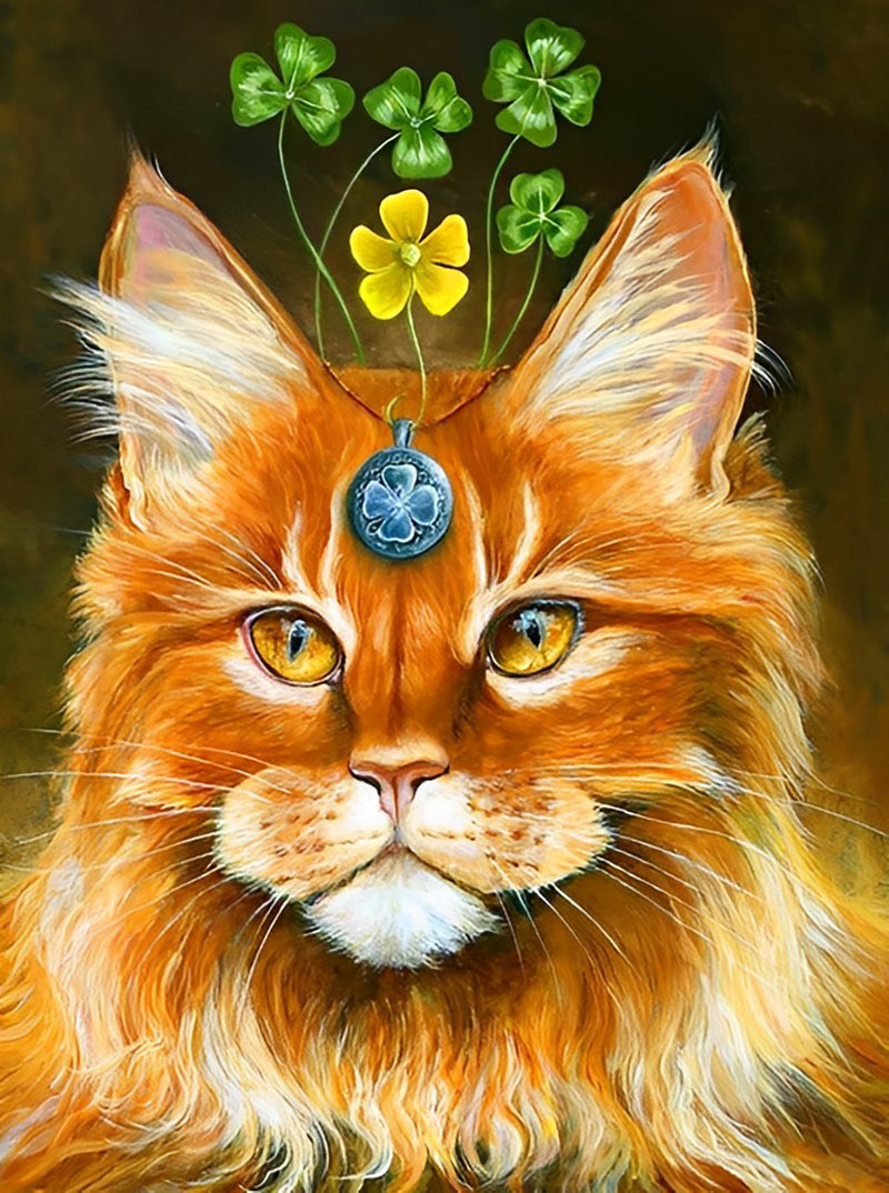 Clovers and Cat Diamond Painting