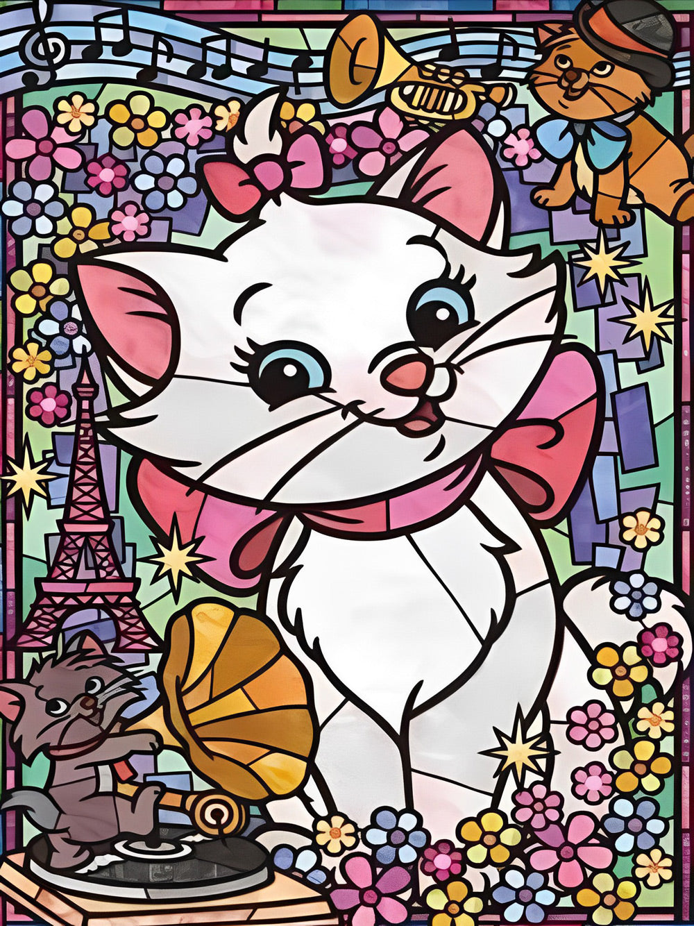 White Cat and Little Brown Cat Diamond Painting