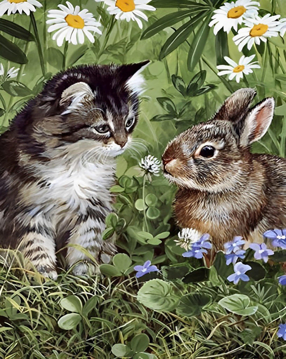 Kitten and Rabbit Diamond Painting