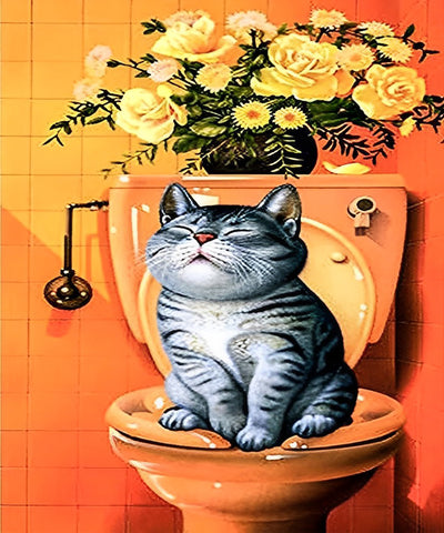 Cat in Toilette 5D DIY Diamond Painting Kits