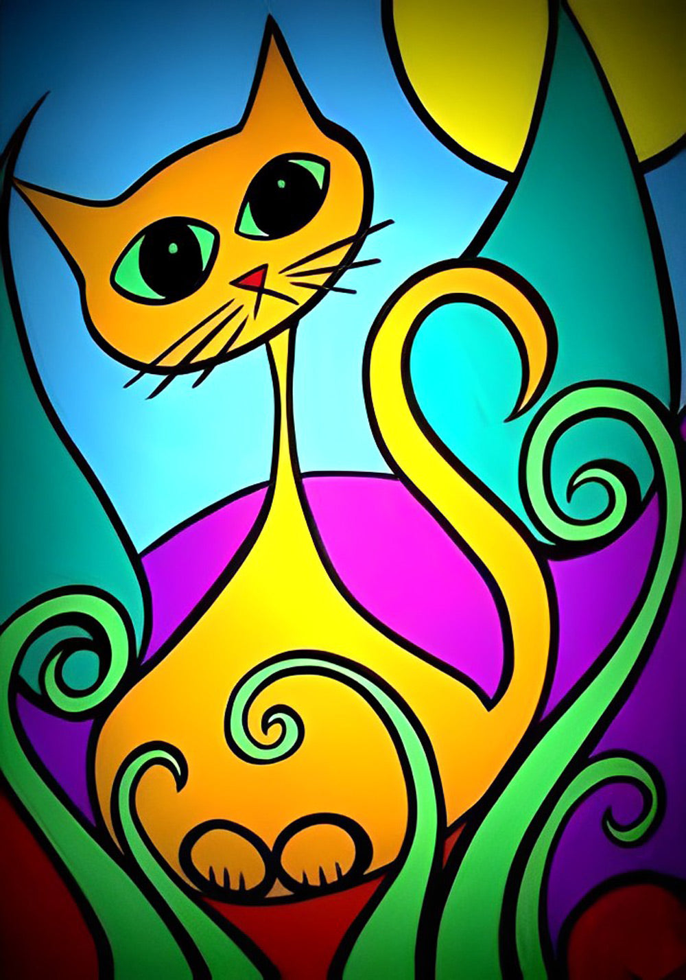 Abstract Orange Cat Diamond Painting