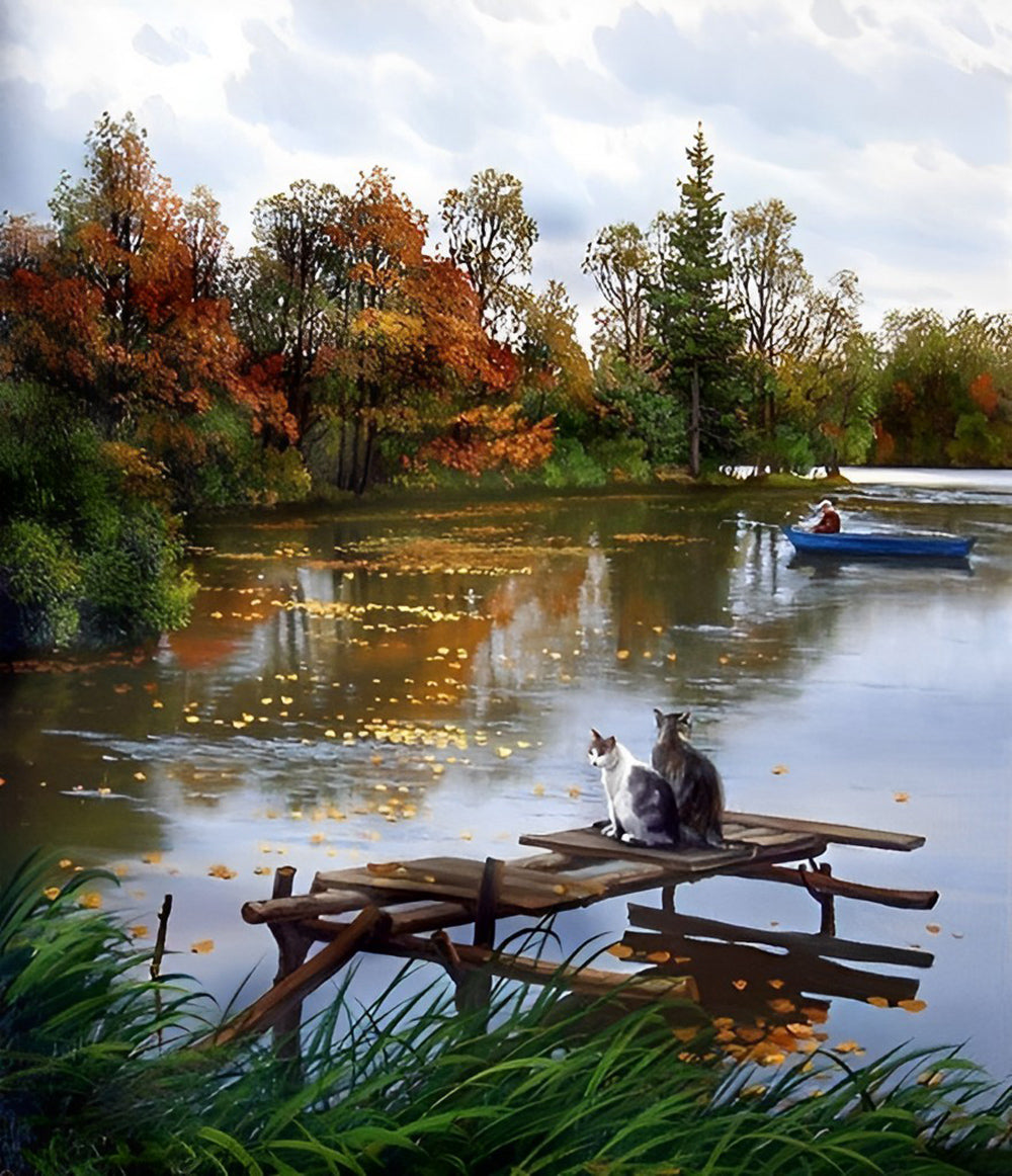 Cats on Jetty Diamond Painting