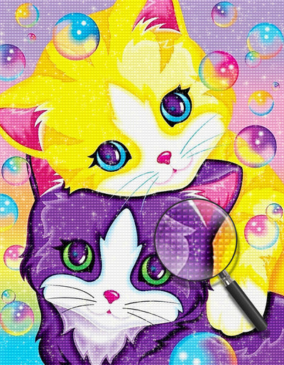 Yellow Cat and Purple Cat Diamond Painting