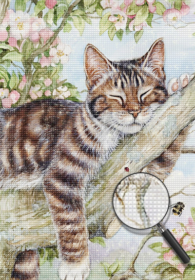 Cat Sleeping on a Tree Branch 5D DIY Diamond Painting Kits
