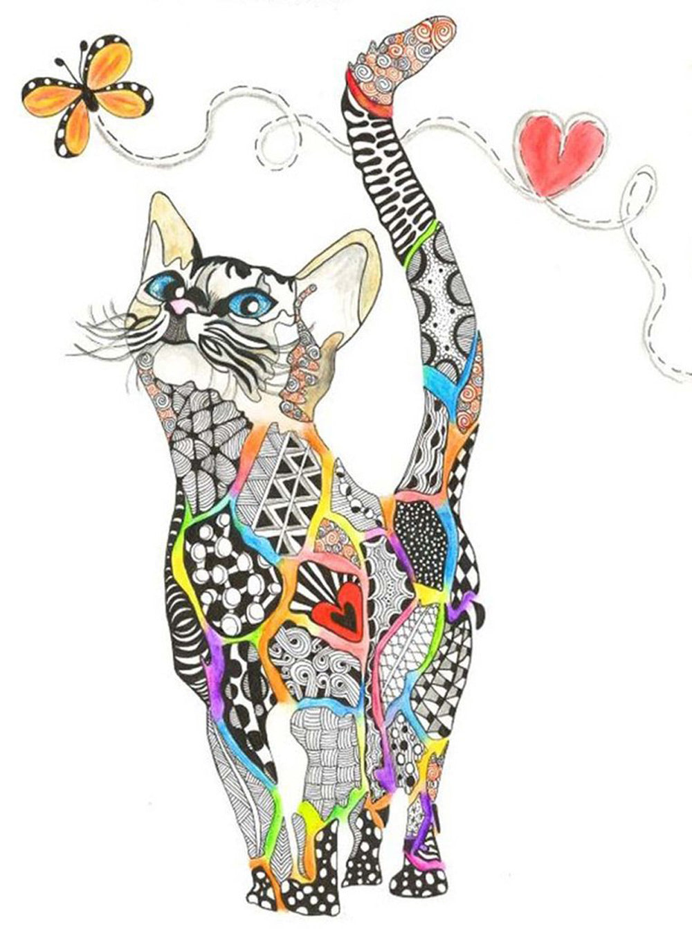 Colorful Patterned Cat Diamond Painting