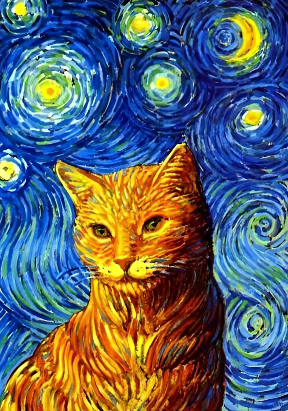 Orange Cat under Starry Night Diamond Painting