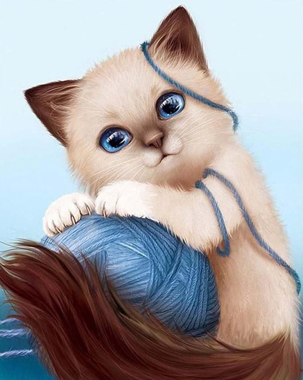 Siamese Kitten and Ball of Yarn Diamond Painting