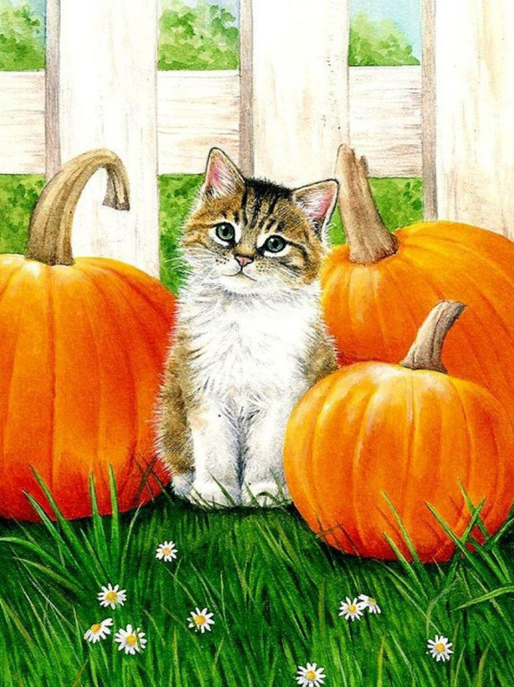 Pumpkins and Kitty Diamond Painting