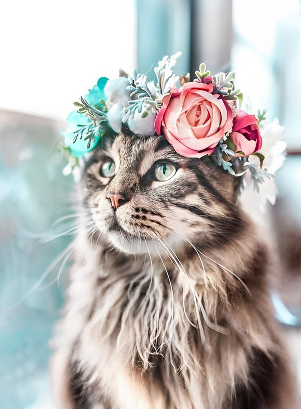 Beautiful Cat with Garland Diamond Painting